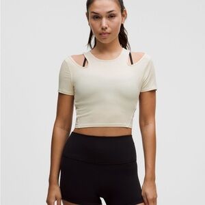 Lululemon Cream Cold Shoulder Crop Top